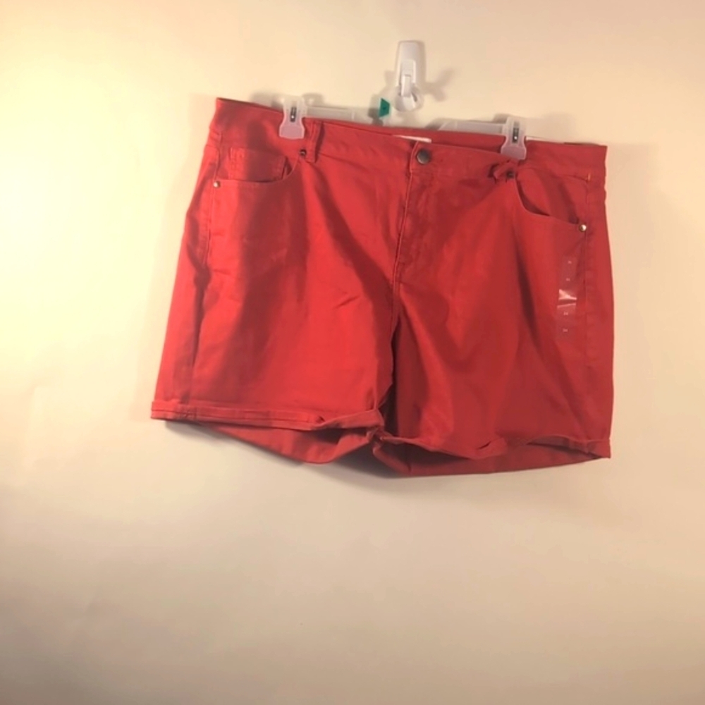 NWT Lane Bryant Girlfriend Shorts Red Plus Size 24 | Stretch Mid-Rise Denim - Picture 5 of 14